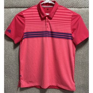 Adidas Short Sleeve Polo Shirt Red Striped Men's Size‎ Large